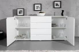 Santino White High Gloss Wide Sideboard: Contemporary Storage for Modern Homes - UK Luxury Furniture